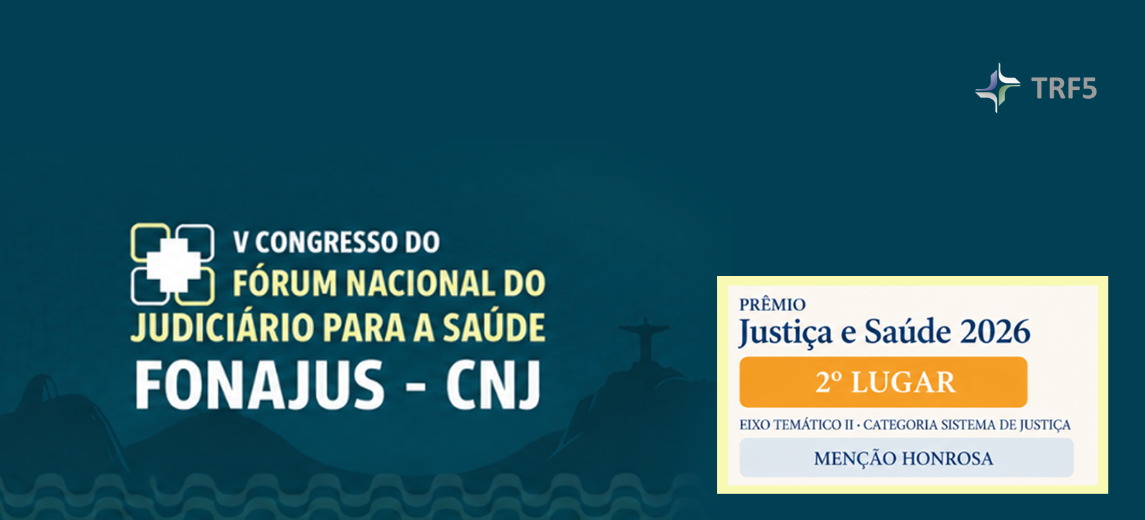 Acesse a notícia comleta: Termo de Cooperação Técnica firmado entre TRF5 e AGU conquista o 2º lugar do Prêmio Justiça e Saúde 2026 